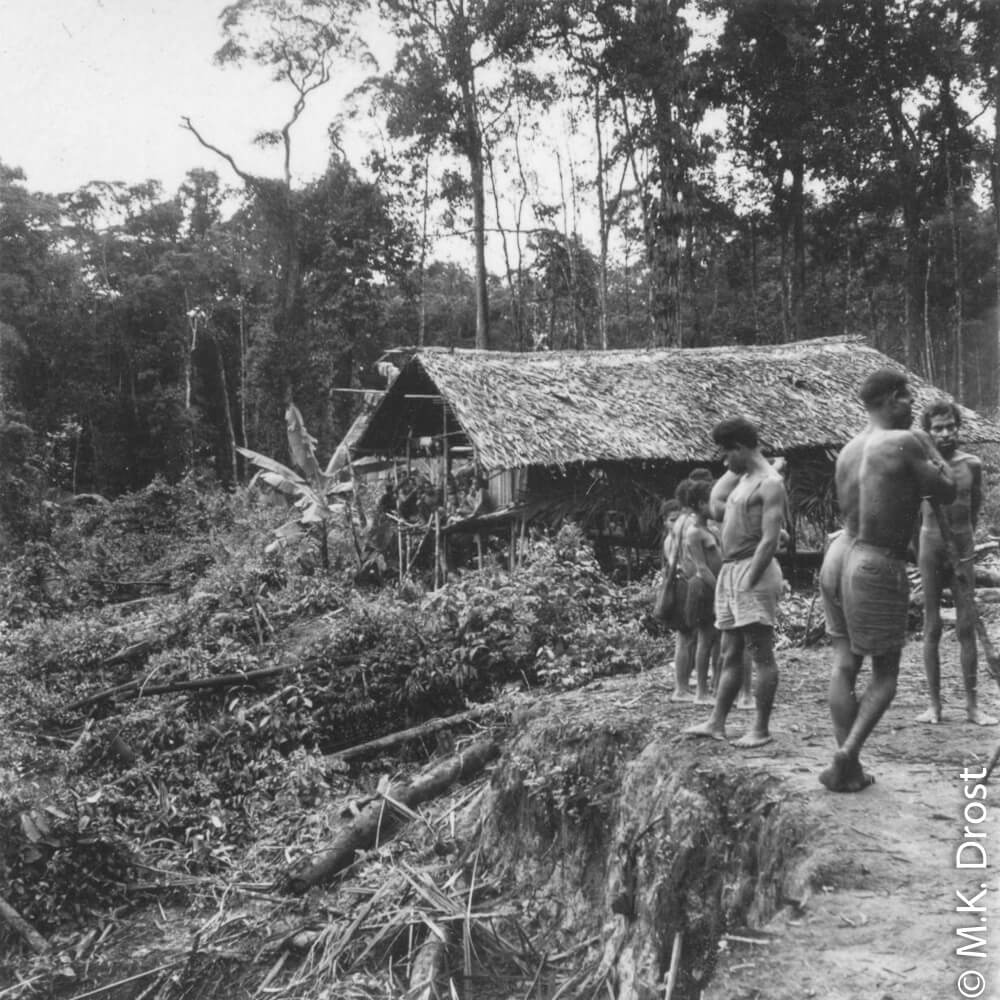 Rumah di kebun orang Kombai, awal 1948